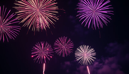 Vibrant Fireworks Display Lighting the Night Sky with Colorful Bursts