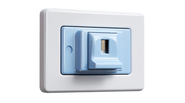 Network Socket: A close-up shot showcases a sleek, modern network socket, a vital component for seamless connectivity in today's digital landscape. Featuring a blue interior. - Powered by Adobe