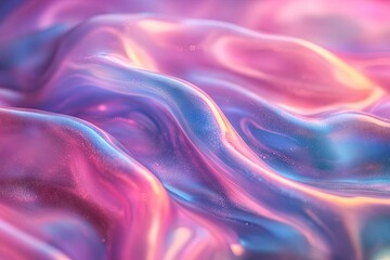 Obraz premium Abstract iridescent surface with swirling, liquid-like textures.