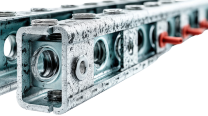 Industrial Components: Close-up shot of industrial components, showcasing a meticulous interplay of shapes and forms, revealing the intricate beauty of functionality and design.