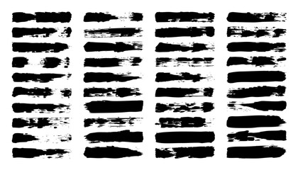 Grunge brush strokes, lines, ink smudges, hand-drawn scribble shapes. Handmade sketchy marks, acrylic stains, charcoal streaks. Paint textures, dry brush effect. Marker underline. Vector illustration