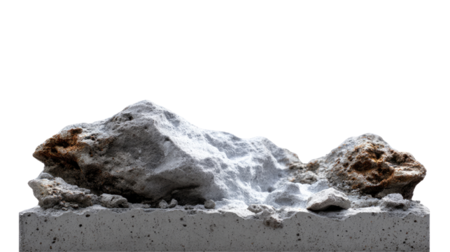 Concrete and Stone Formation: A stark and abstract depiction of a rugged, naturally weathered concrete and stone structure, a striking study of textures and forms.