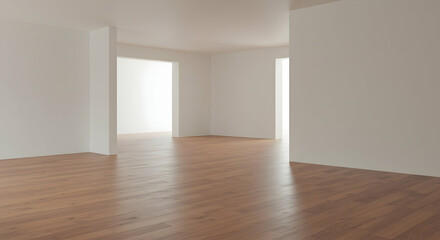 Fototapeta premium Spacious Modern Interior with Wooden Floor and Bright Light