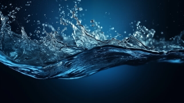 Blue water splash in water background generative AI