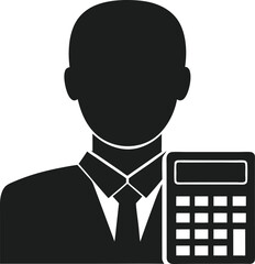Businessman with Calculator Silhouette Icon – Financial Expert Vector Illustration
