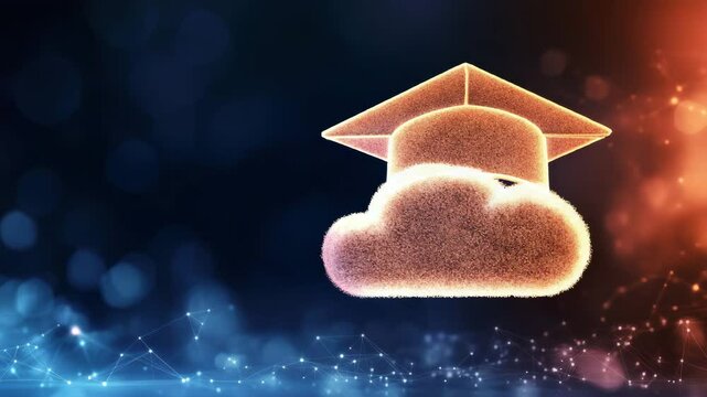 Education cloud computing logo.  An emblem of learning, wisdom, and knowledge, representing the modern era of digital learning.