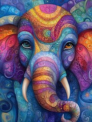 Naklejka premium Image of an animal with detailed designs in bright colors.