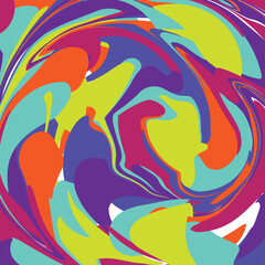 Fototapeta premium Colorful swirls and organic shapes combine to create a vibrant and dynamic abstract marble pattern. Lively hues intertwine, conveying energy and creativity in this artistic composition.