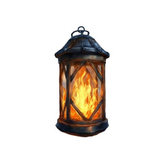 Glowing Medieval Lantern with Fiery Flame