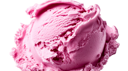 Scoop of pink frozen dessert, cut out transparent