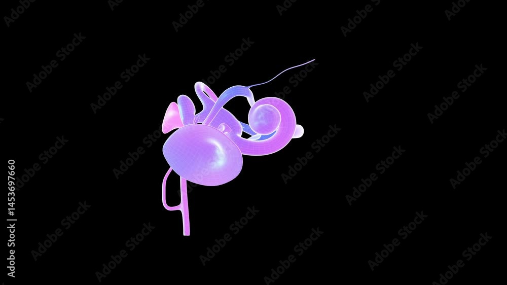 Poster colorful mesh inner ear structure 3d animation display