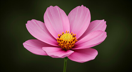 Obraz premium Delicate Pink Flower Petals with Bright Yellow Center on Dark Background