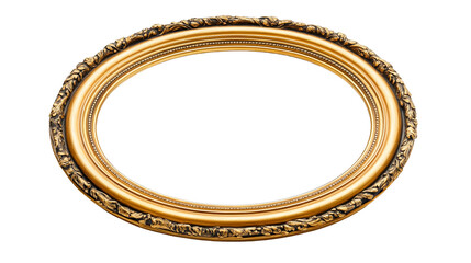 Oval picture frame, gold ornate design, cut out transparent