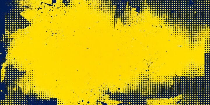 Abstract grunge halftone background with yellow and dark blue gradient dot pattern , style, abstract