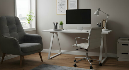 Modern Minimalist Home Office Design with Elegant Furniture