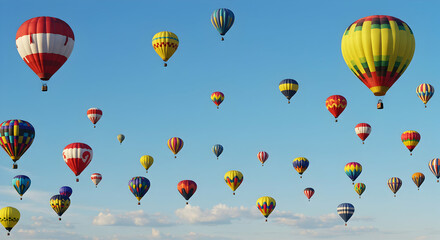 Naklejka premium Colorful Hot Air Balloons in a Clear Blue Sky during Daylight