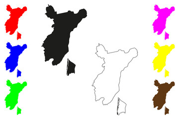 Panchkula city (Republic of India, State of Haryana) map vector illustration, scribble sketch Pamcakula map