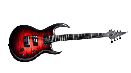 Fototapeta na wymiar Electric guitar, fire design, musical instrument, cut out transparent