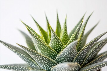 Close-up of a vibrant succulent plant with spiky leaves against a neutral background