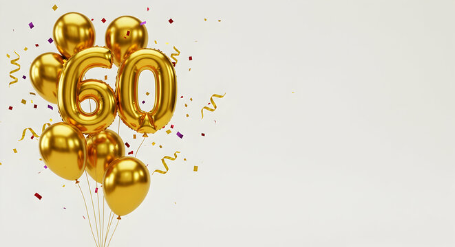 Golden Balloons Celebrating Sixty Birthday Party Decoration