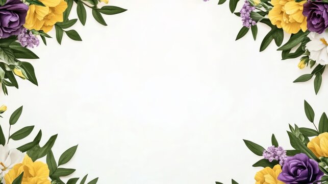 Floral symphony blossoms vivid yellow and purple, framing spring equinox celebrations, languishing in Diwali's vibrant serenity