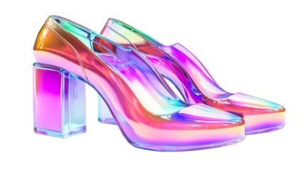 Stylish modern iridescent heels, transparent cut out