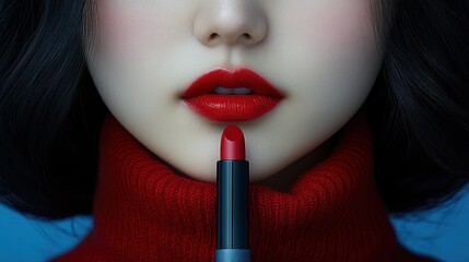 Close-up of lips with red lipstick