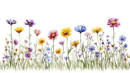 Floral watercolor style botanical illustration nature artwork garden side view floral concept