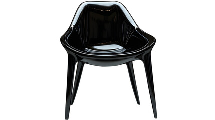 Realistic black chair, 3D cartoon plastic style, isolated on white background