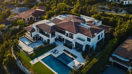 Fototapeta premium AI powered smart homes multiplying in modern suburbs