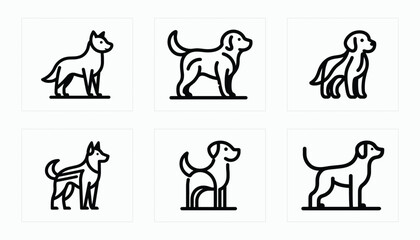 Line Art Dog Logo Icon Collection for Pet Brands