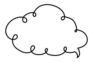 Cloud icon black line grain effect. could outline illustration, handwritten speech bubble