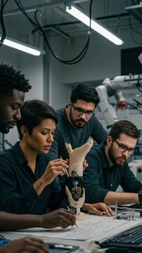 Engineers collaborate to create an innovative prosthetic, highlighting teamwork and technology