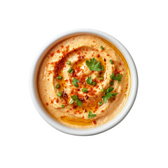 Delicious Creamy Roasted Red Pepper Hummus in a White Bowl