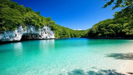 Obraz premium Serene Tropical Lagoon with Turquoise Waters