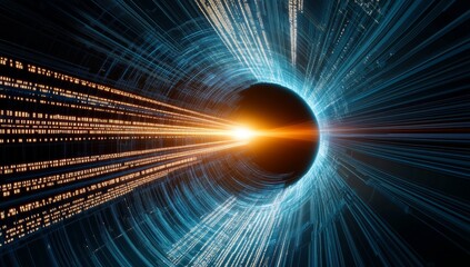 Fototapeta premium Futuristic Digital Tunnel with Glowing Lines