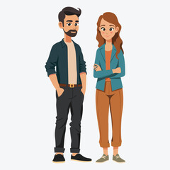 Diverse group of young people wearing stylish casual clothes, Young man character design man posing in casual stylish outfits flat design illustration 