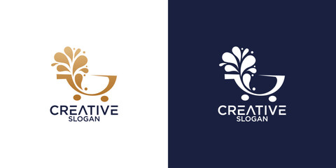 shopping cart logo vector design