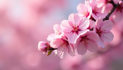 Obraz premium Delicate pink sakura blossoms in full bloom, forming a repeating pattern , sakura, cherry blossom