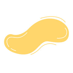 A bright yellow abstract shape with smooth, rounded edges. Its playful form and vibrant color enhance modern and artistic designs.