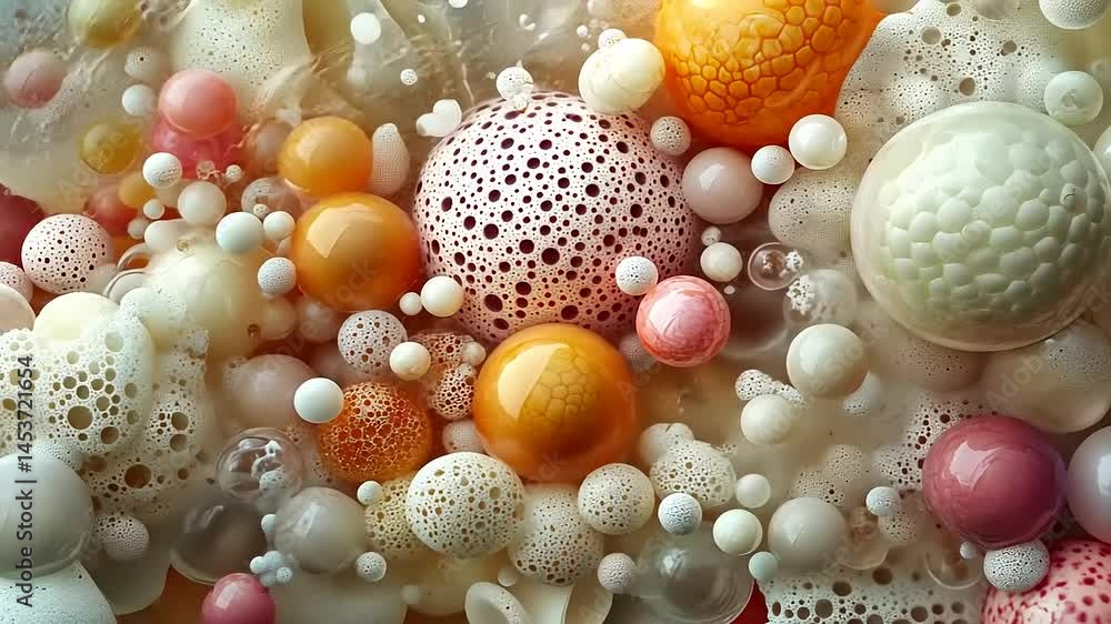 Aufkleber colorful abstract composition of bubbles and spheres in various sizes and textures, creating a vibra