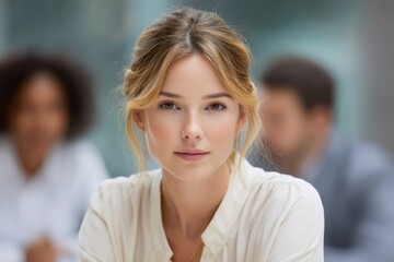 Fototapeta premium Woman Portrait with Colleagues in Background