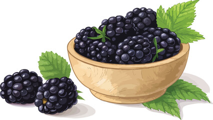 Blackberry Illustration vector design, Blackberry in bowl in white background vector design