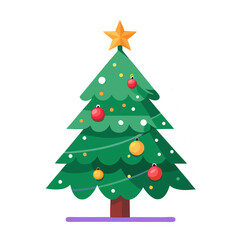 Christmas tree decorated with ornaments and a star on top  