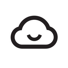 Obraz premium Simple cloud icon with smiley face on white background, mental wellbeing