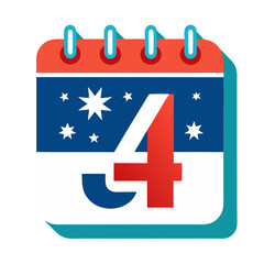 July 4 Calendar Illustration with Australian Flag Elements  
