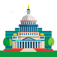 Capitol dome illustration against a green background  