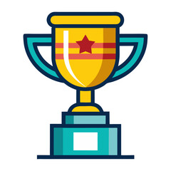 Trophy Illustration with Red Star Design on White Background  