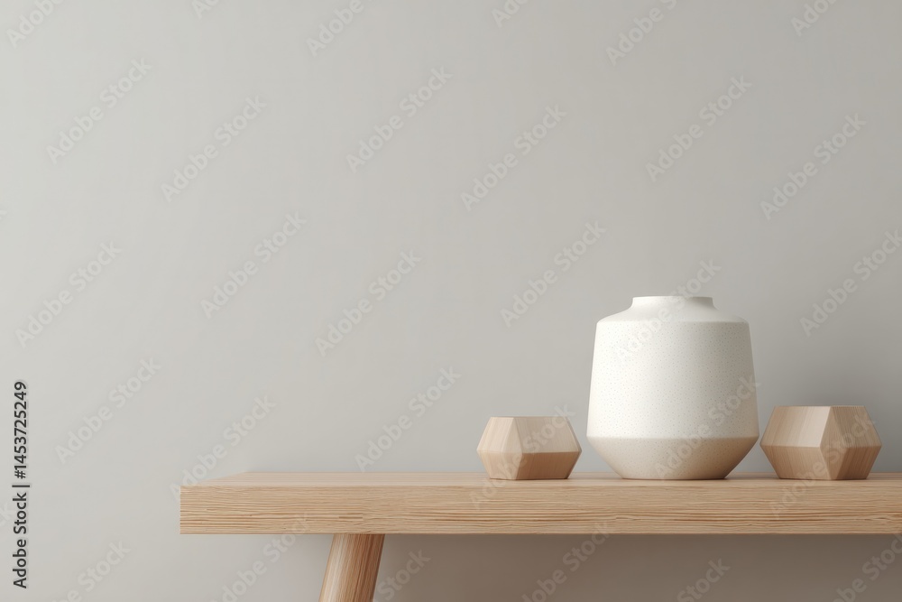 Aufkleber clean image of minimalistic 3d home decor piece on plain surface with ample copy space