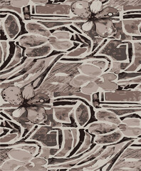 Modern, colorful , floral pattern. Cute, botanical, abstract ,contemporary, seamless pattern. Hand drawn unique print.